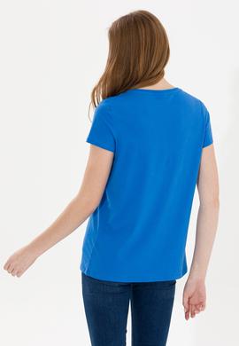 Kadın Saks Bisiklet Yaka Tişört - 50269557095