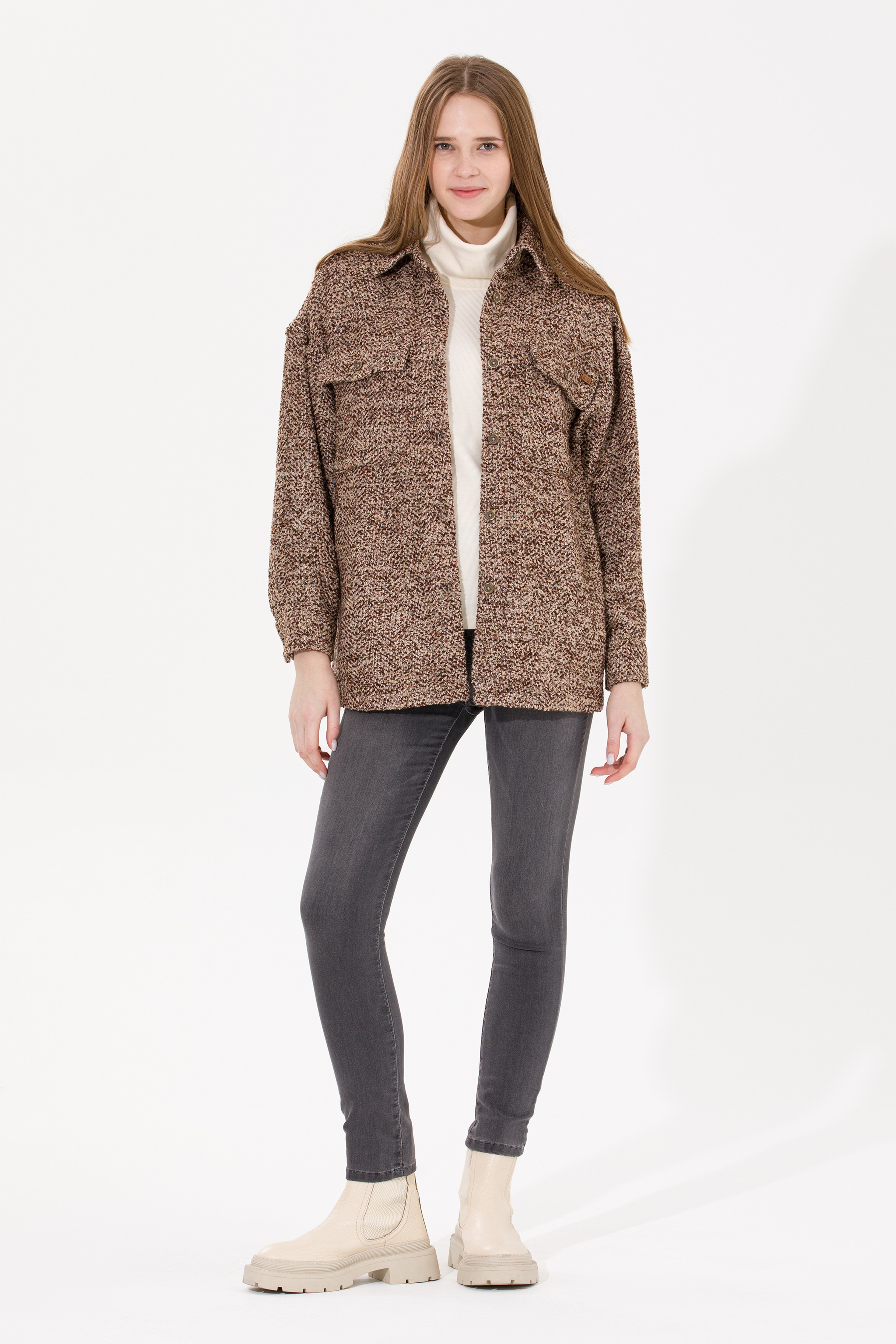 Kadın Gri Toothpick Fit Jean Pantolon - Image 3