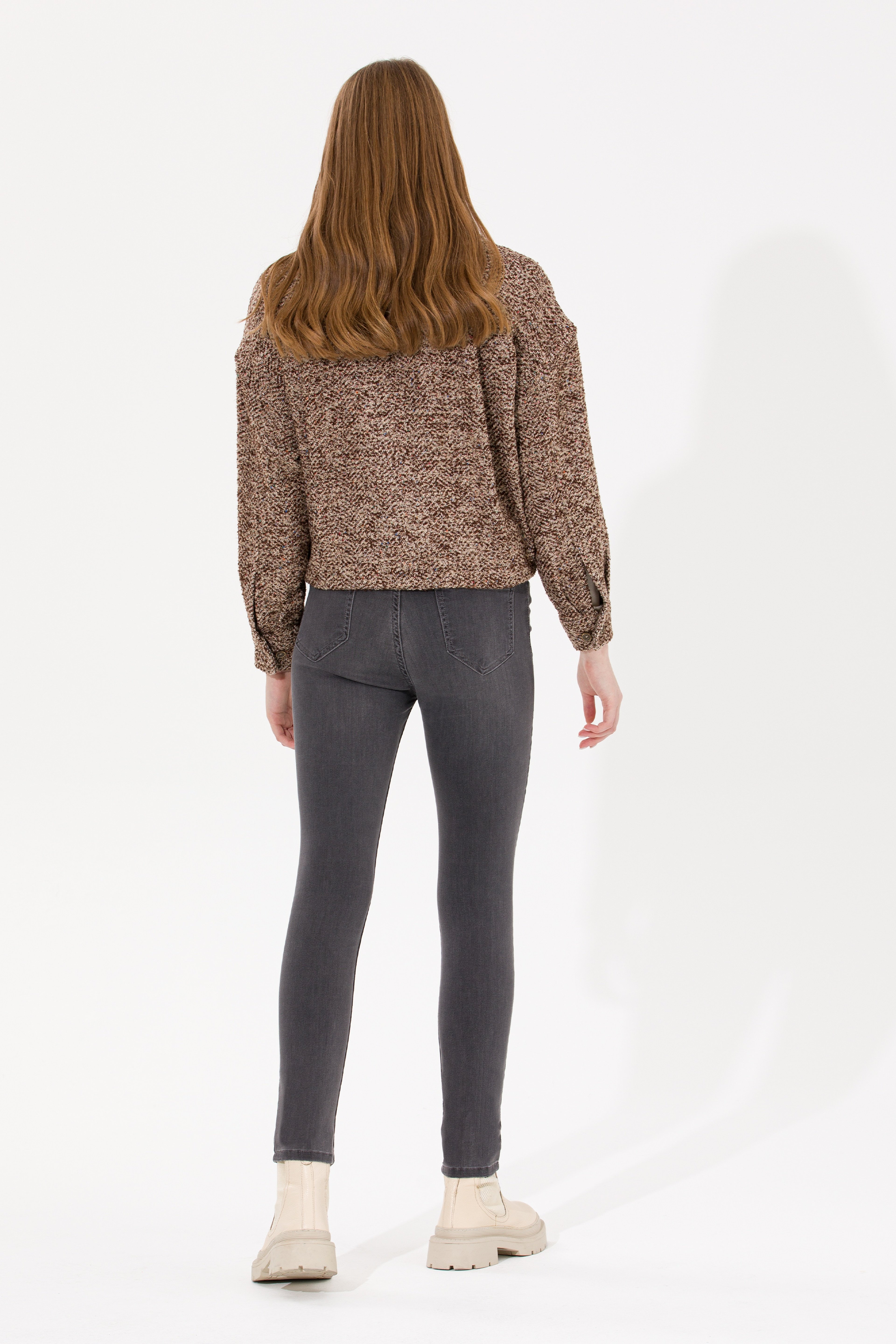 Kadın Gri Toothpick Fit Jean Pantolon - Image 4