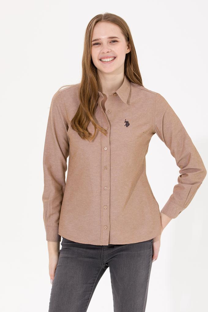 Kadın Camel Uzun Kollu Basic Gömlek