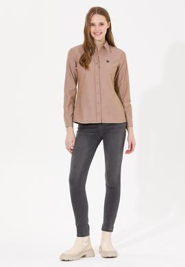 Kadın Camel Uzun Kollu Basic Gömlek - 50261431068