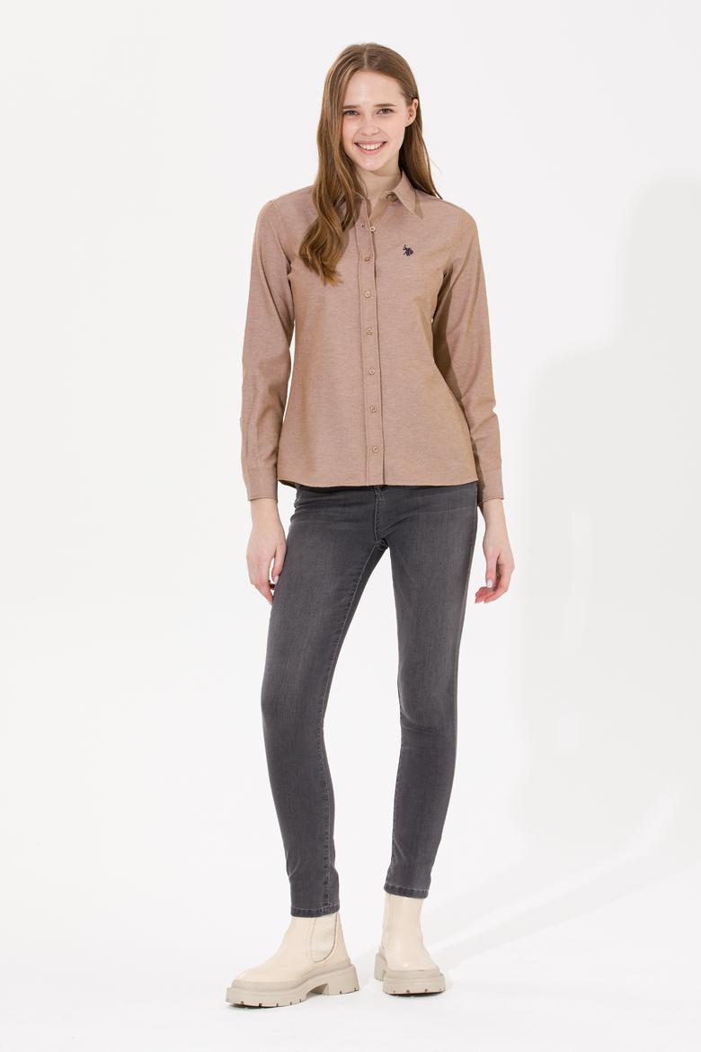 Kadın Camel Uzun Kollu Basic Gömlek - 50261431068