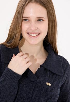 Kadın Lacivert V Yaka Kazak - 50256636008