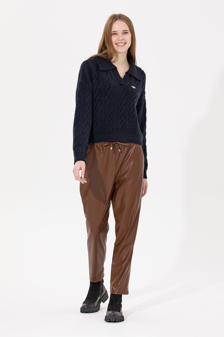 Kadın Lacivert V Yaka Kazak - 50256636008