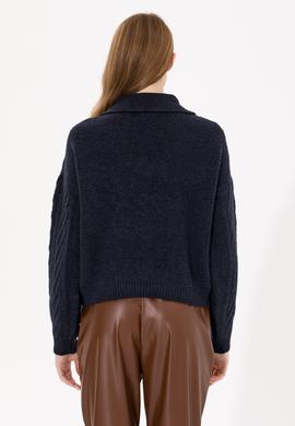 Kadın Lacivert V Yaka Kazak - 50256636008