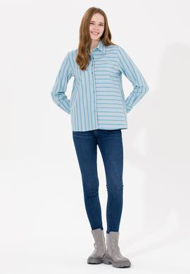Kadın Mavi Uzun Kollu Gömlek - 50257001010