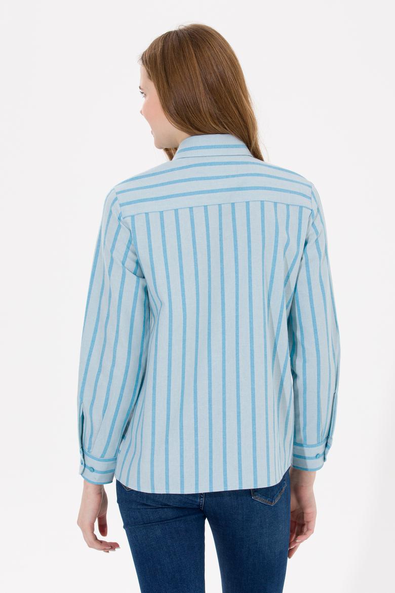 Kadın Mavi Uzun Kollu Gömlek - 50257001010