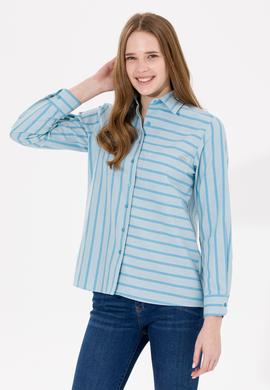 Kadın Mavi Uzun Kollu Gömlek - 50257001010