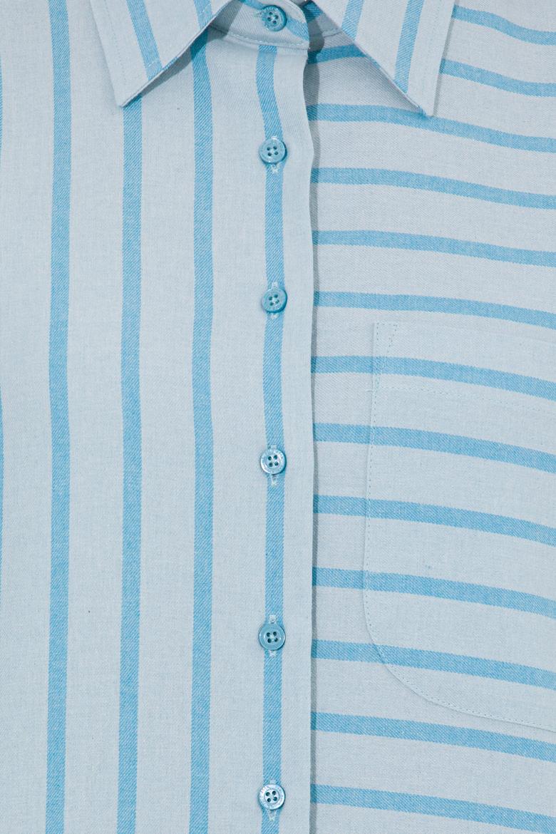 Kadın Mavi Uzun Kollu Gömlek - 50257001010