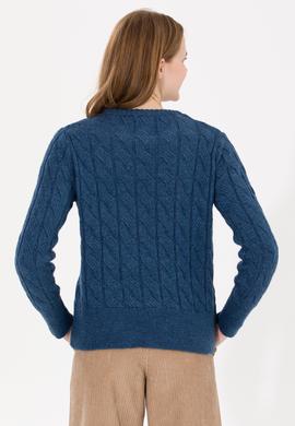 Kadın Mavi Bisiklet Yaka Kazak - 50257802029