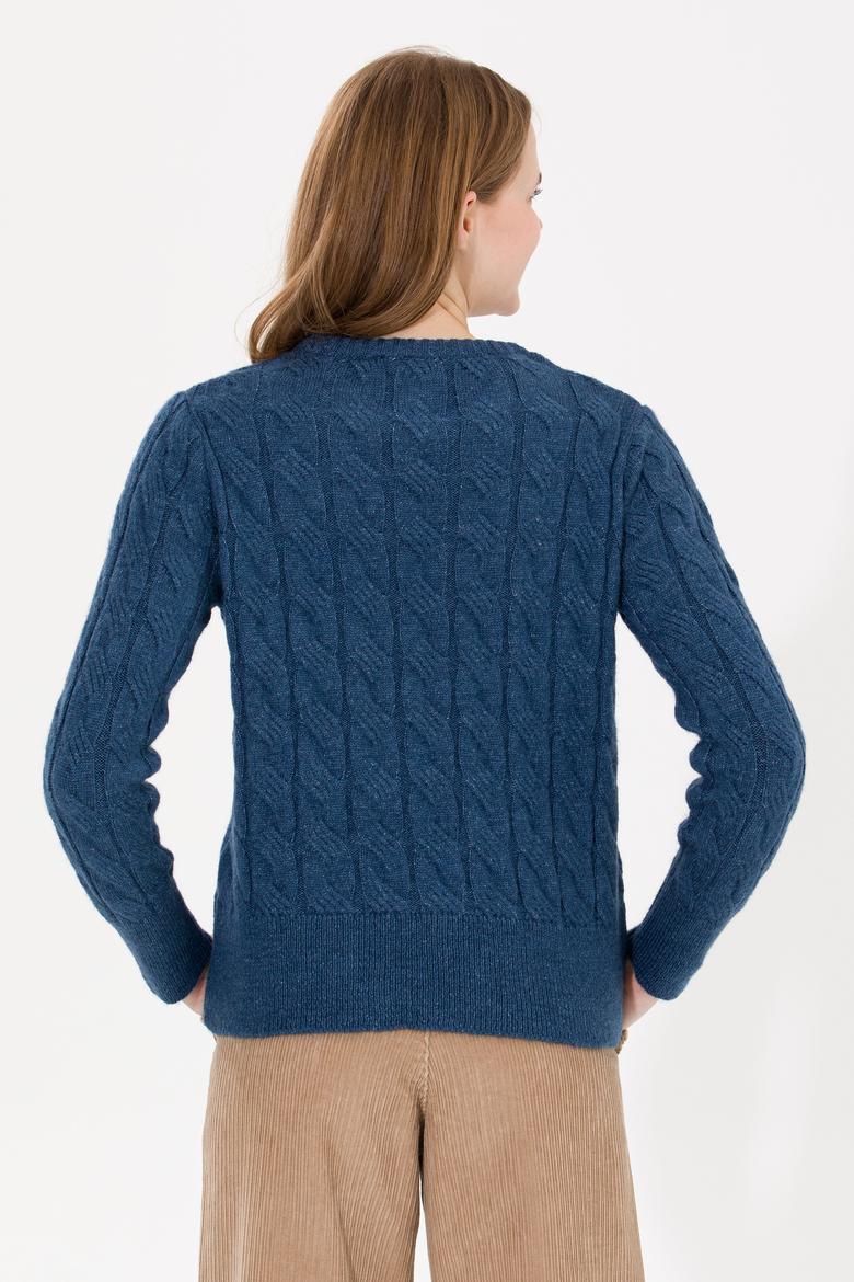 Kadın Mavi Bisiklet Yaka Kazak - 50257802029