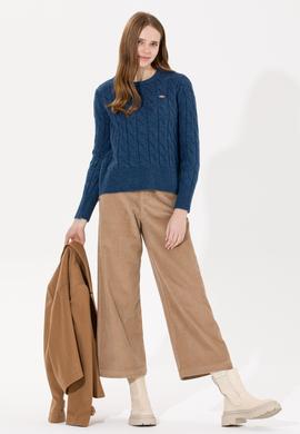 Kadın Mavi Bisiklet Yaka Kazak - 50257802029