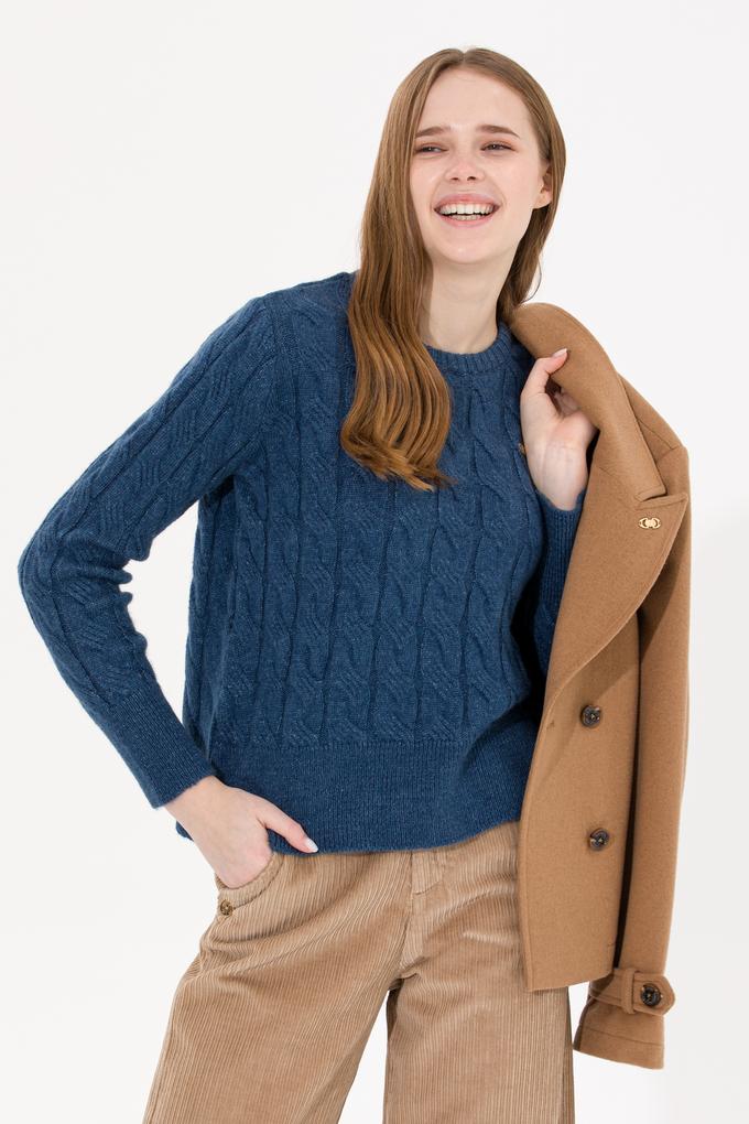 Kadın Mavi Bisiklet Yaka Kazak