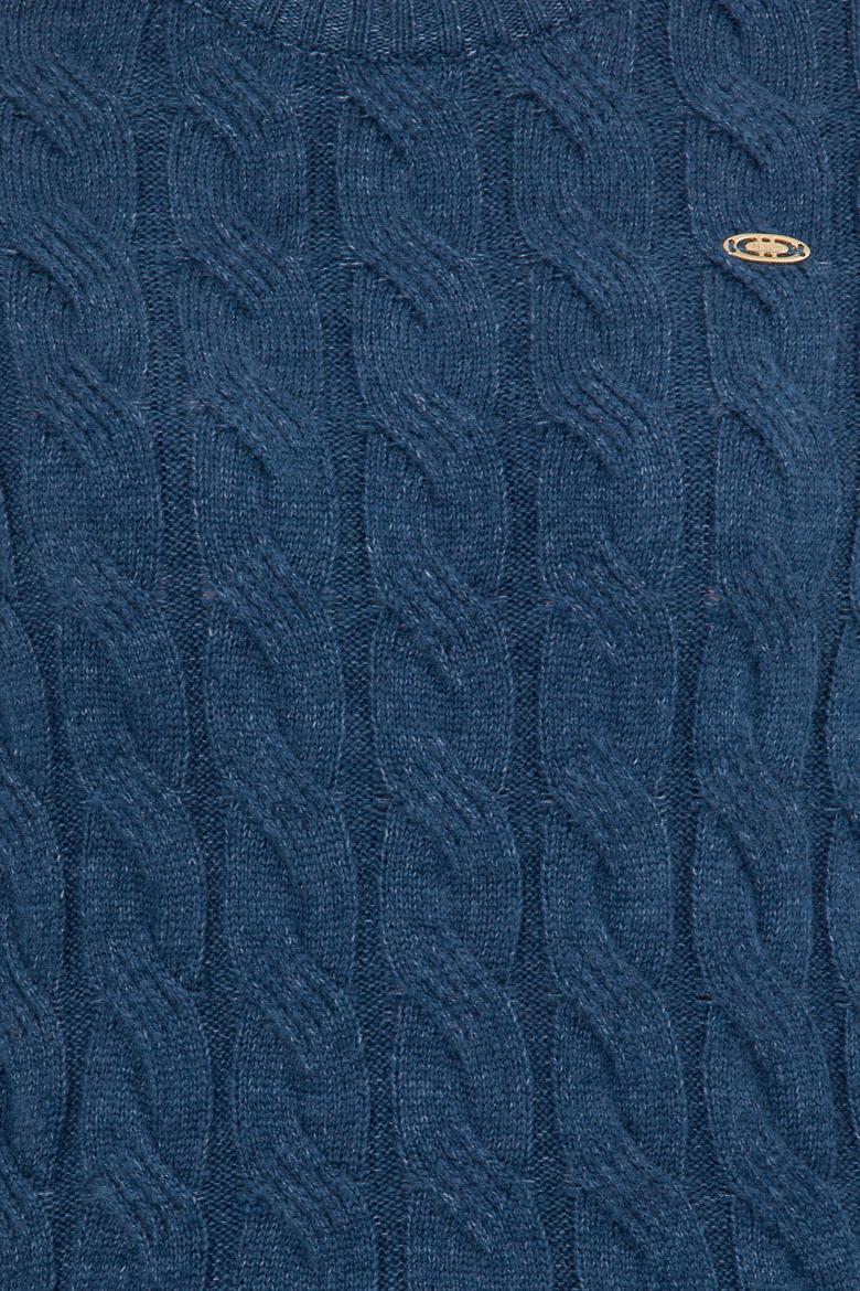 Kadın Mavi Bisiklet Yaka Kazak - 50257802029