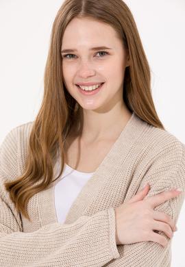 Kadın Krem Triko Hırka - 50257809026