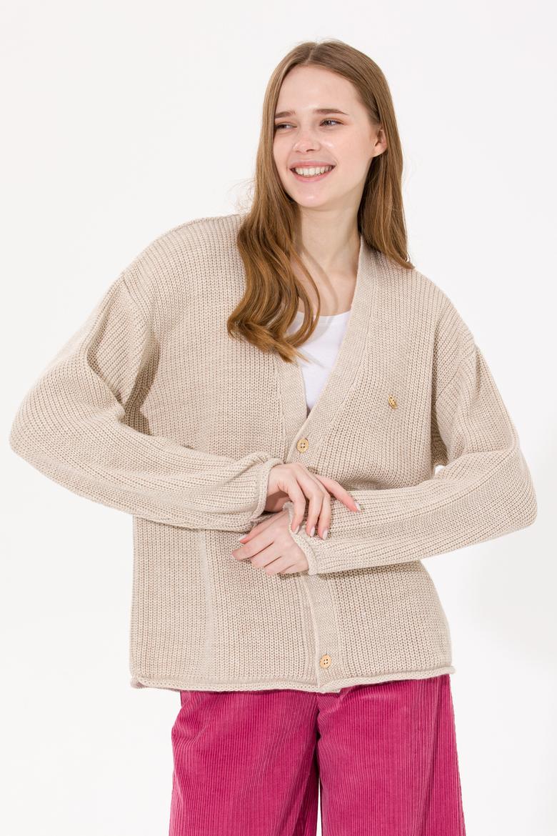 Kadın Krem Triko Hırka