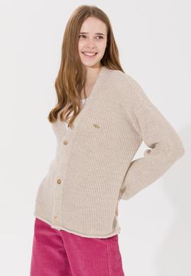 Kadın Krem Triko Hırka - 50257809026