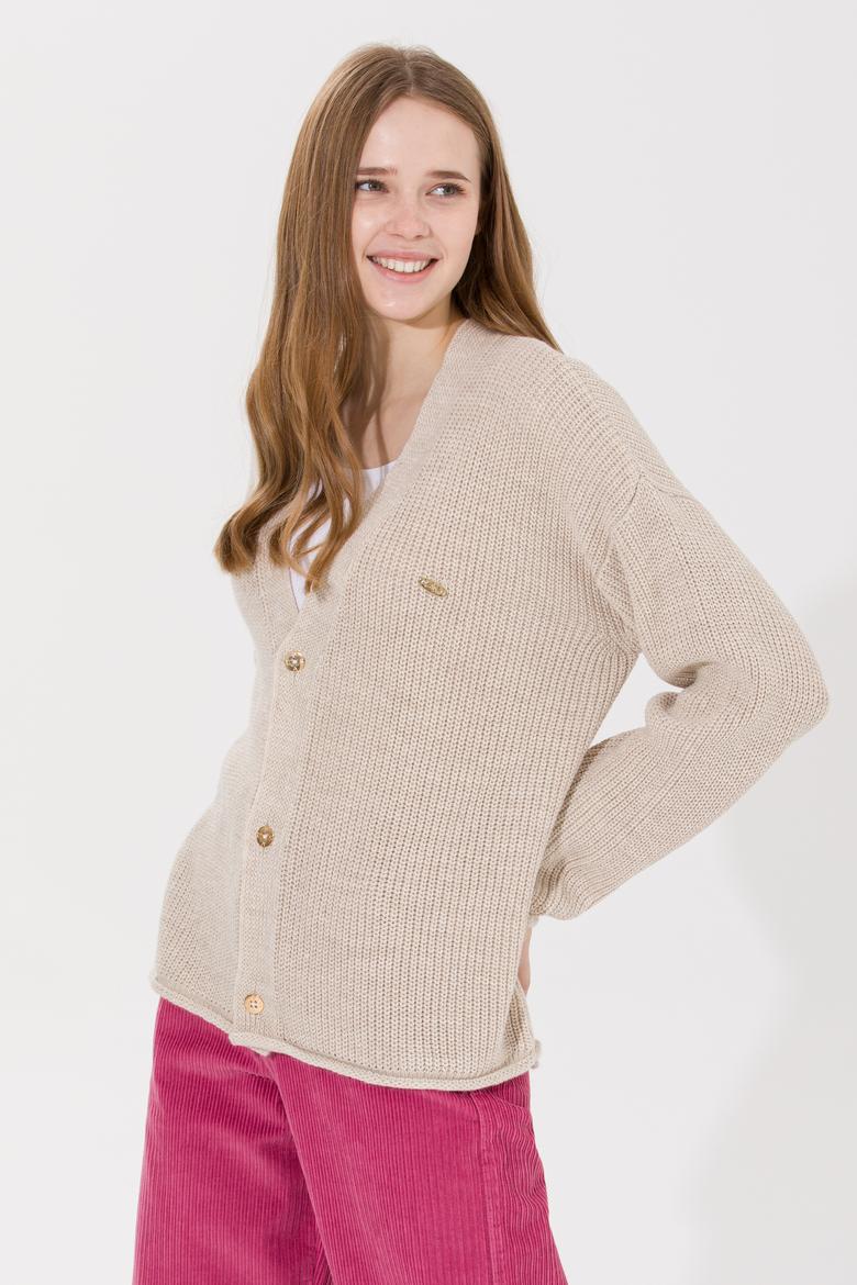 Kadın Krem Triko Hırka - 50257809026