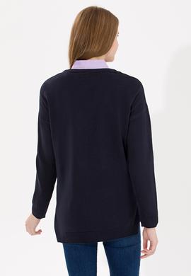 Kadın Lacivert V Yaka Kazak - 50260479003