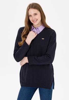 Kadın Lacivert V Yaka Kazak - 50260479003