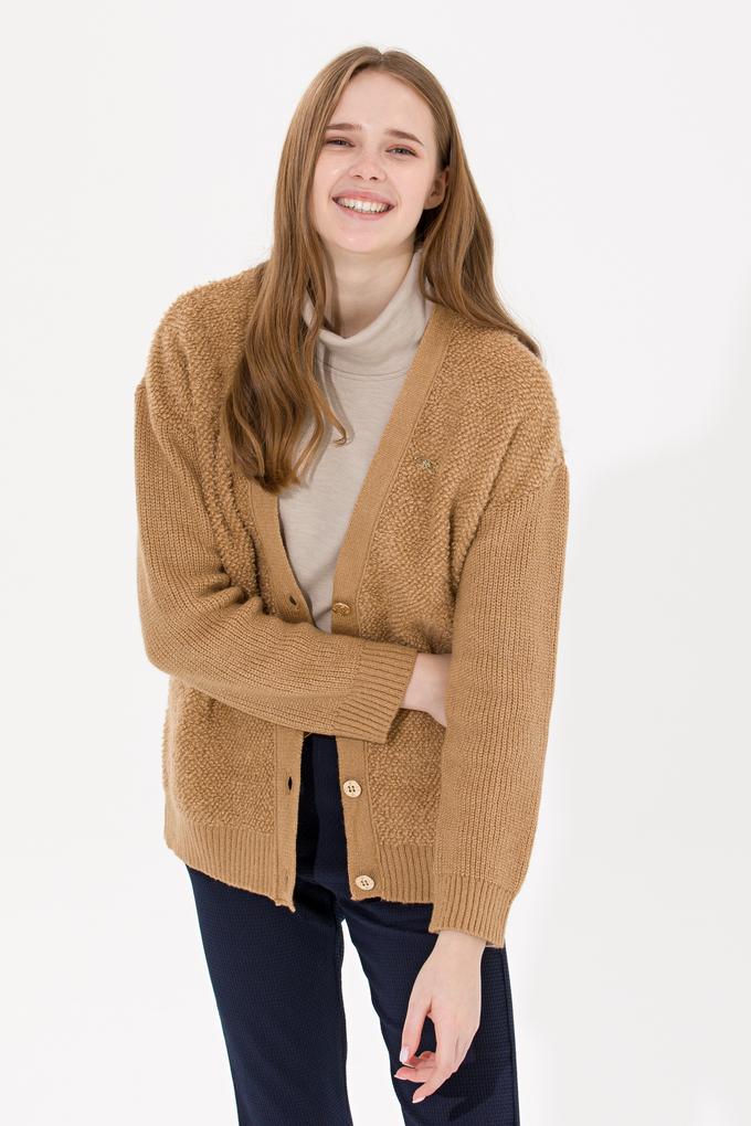 Kadın Camel Melanj Triko Hırka