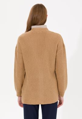 Kadın Camel Melanj Triko Hırka - 50261324011