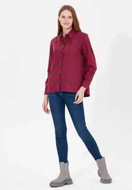 Kadın Bordo Uzun Kollu Oduncu Gömlek - 50262293011