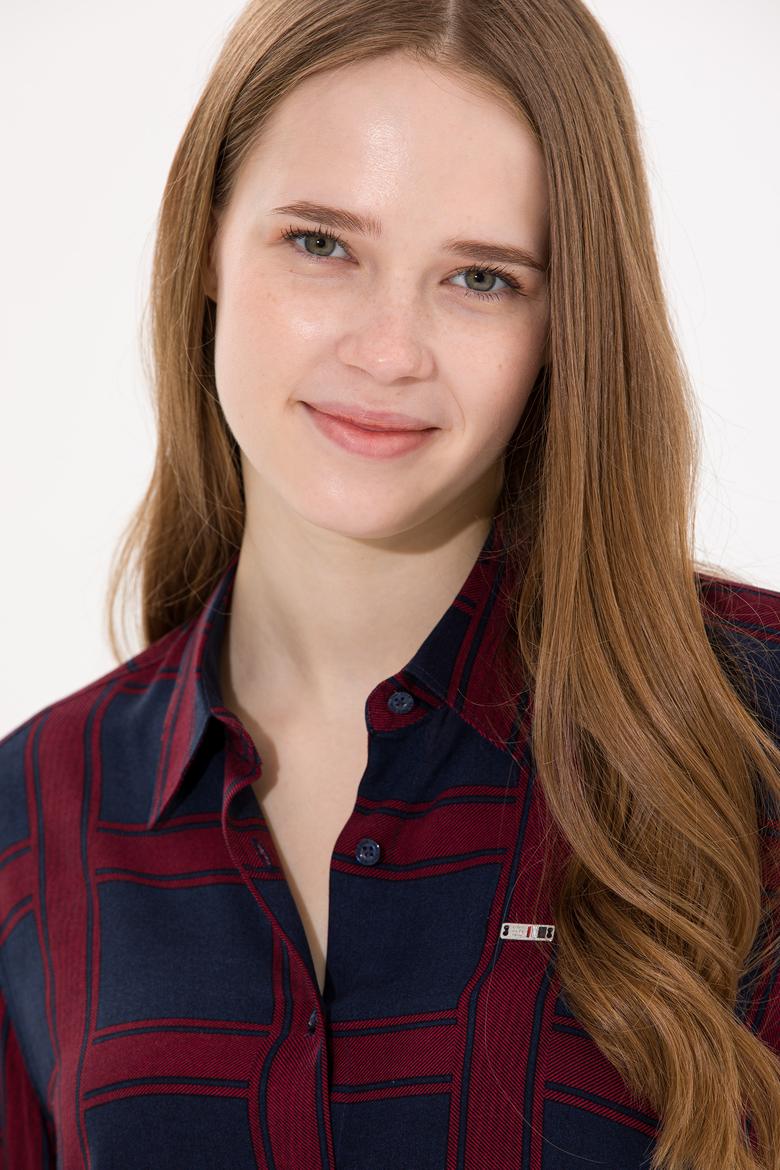 Kadın Lacivert Uzun Kollu Gömlek - 50262278003