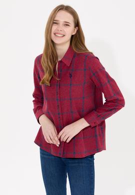 Kadın Bordo Uzun Kollu Oduncu Gömlek - 50262293011