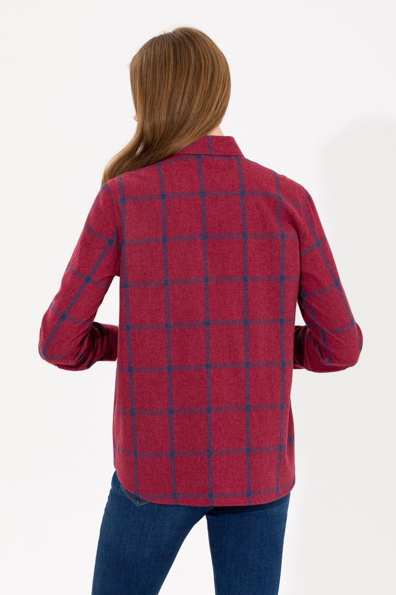 Kadın Bordo Uzun Kollu Oduncu Gömlek - 50262293011