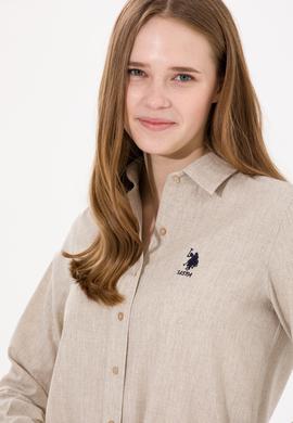 Kadın Bej Uzun Kollu Gömlek - 50262277005