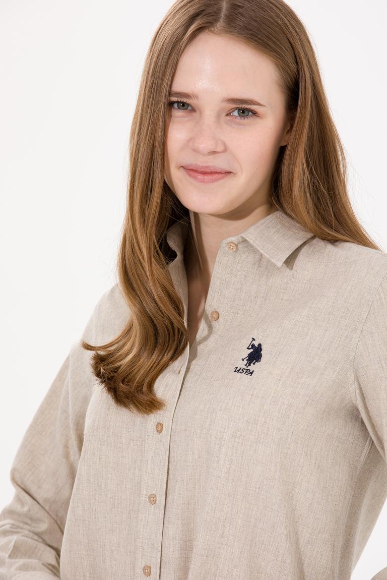 Kadın Bej Uzun Kollu Gömlek