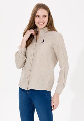 Kadın Bej Uzun Kollu Gömlek - 50262277005