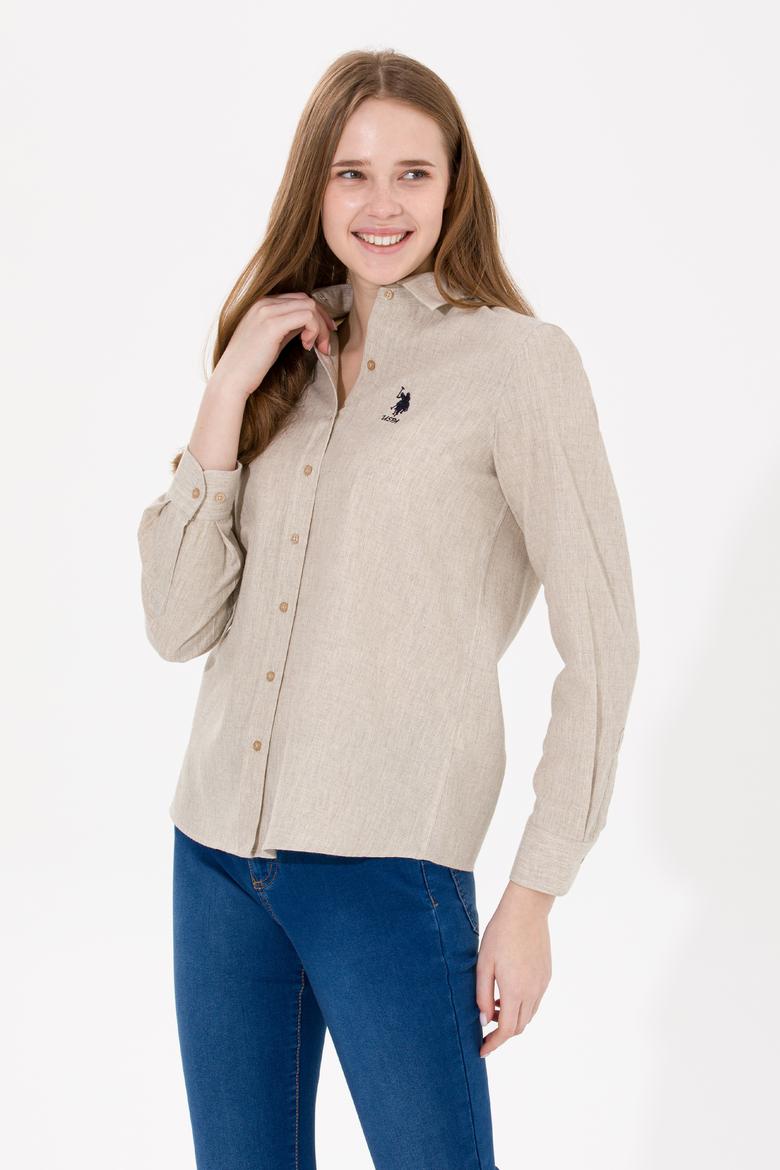 Kadın Bej Uzun Kollu Gömlek - 50262277005