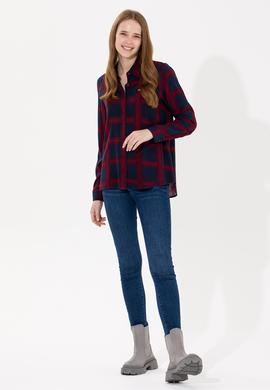 Kadın Lacivert Uzun Kollu Gömlek - 50262278003