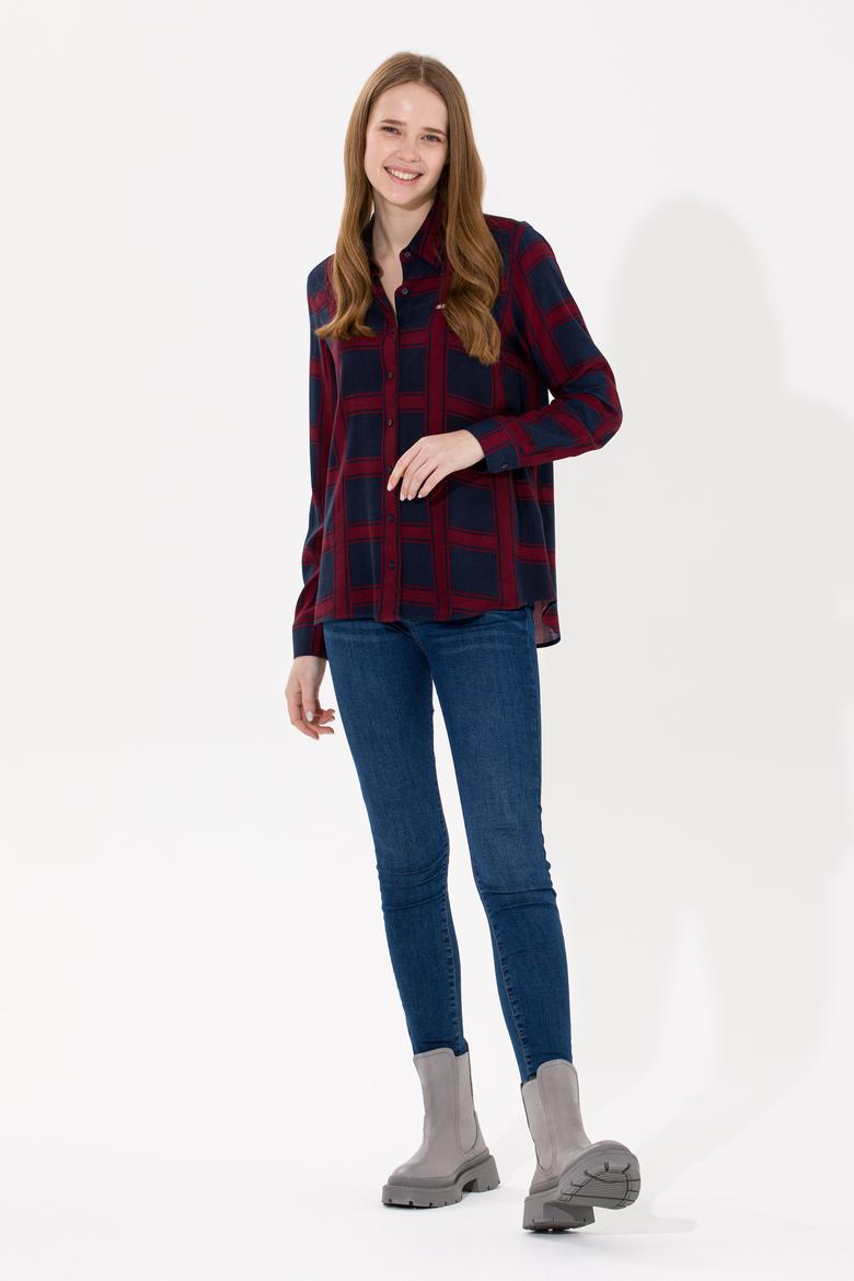 Kadın Lacivert Uzun Kollu Gömlek - 50262278003