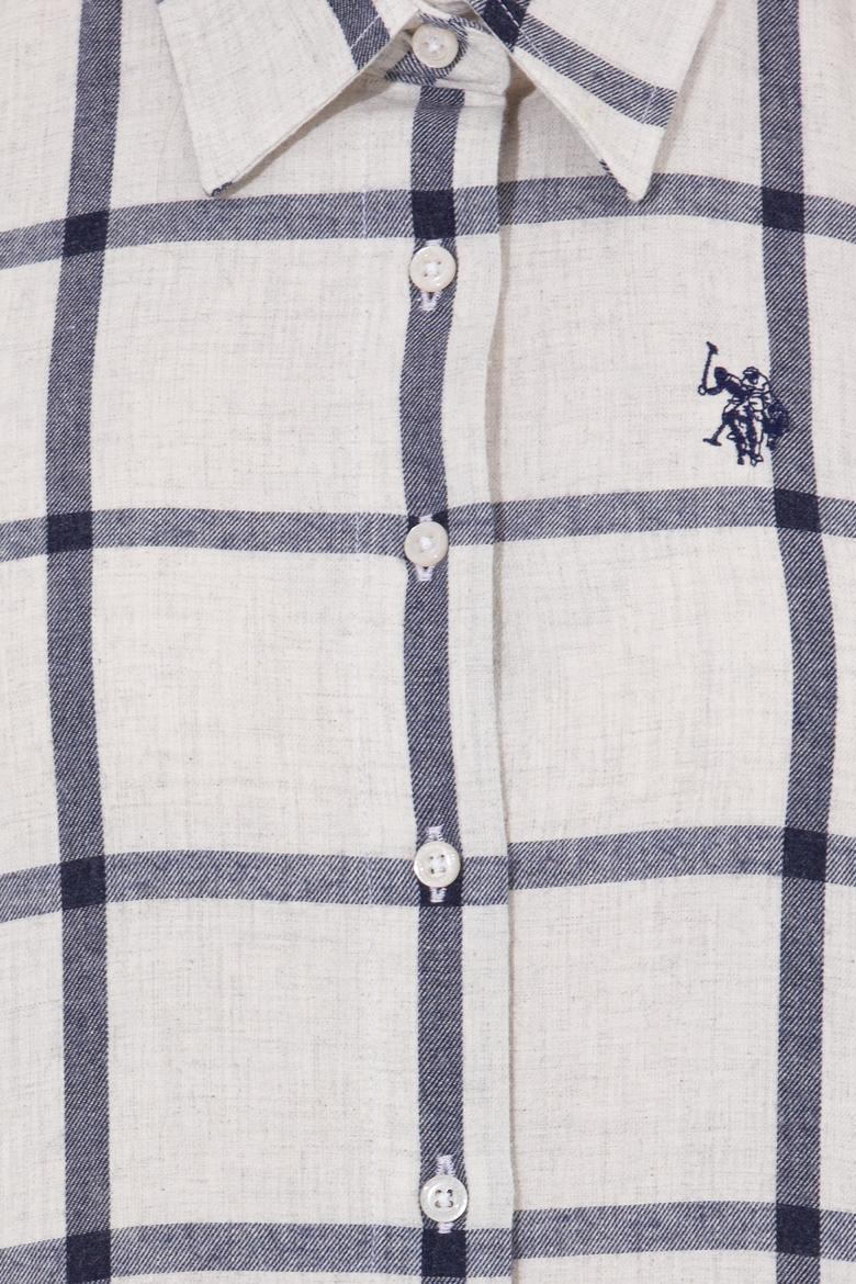 Kadın Ekru Uzun Kollu Oduncu Gömlek - 50262293003