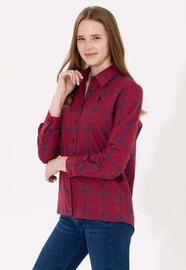 Kadın Bordo Uzun Kollu Oduncu Gömlek - 50262293011