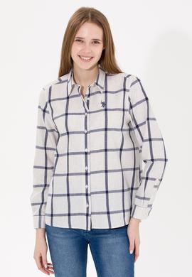 Kadın Ekru Uzun Kollu Oduncu Gömlek - 50262293003