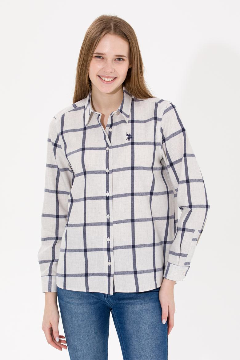 Kadın Ekru Uzun Kollu Oduncu Gömlek - 50262293003