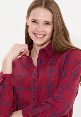 Kadın Bordo Uzun Kollu Oduncu Gömlek - 50262293011