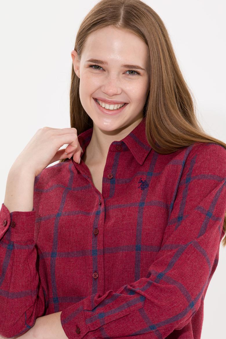 Kadın Bordo Uzun Kollu Oduncu Gömlek - 50262293011