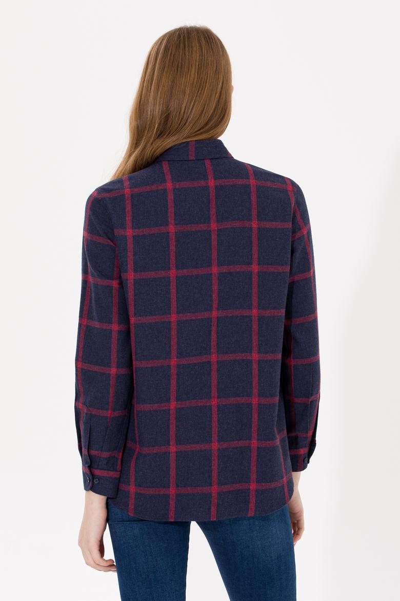 Kadın Lacivert Uzun Kollu Oduncu Gömlek - 50262293019