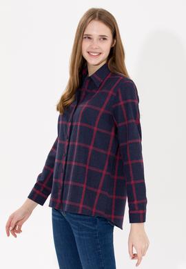 Kadın Lacivert Uzun Kollu Oduncu Gömlek - 50262293019