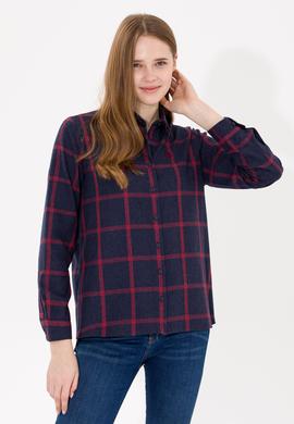 Kadın Lacivert Uzun Kollu Oduncu Gömlek - 50262293019