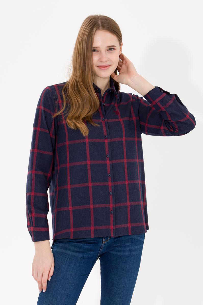 Kadın Lacivert Uzun Kollu Oduncu Gömlek