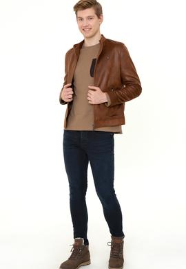 Erkek Taba Deri Ceket - 50255942006