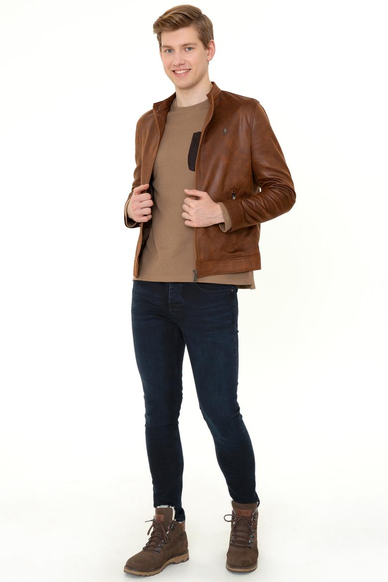 Erkek Taba Deri Ceket - 50255942006