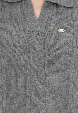 Kadın Gri Melanj V Yaka Kazak - 50260580012