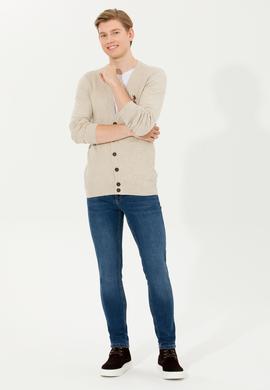 Erkek Taş Melanj Basic Triko Hırka - 50253442069